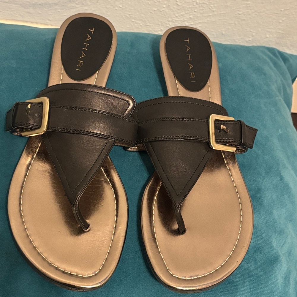 Tahari Black and Gold Women's Sandals